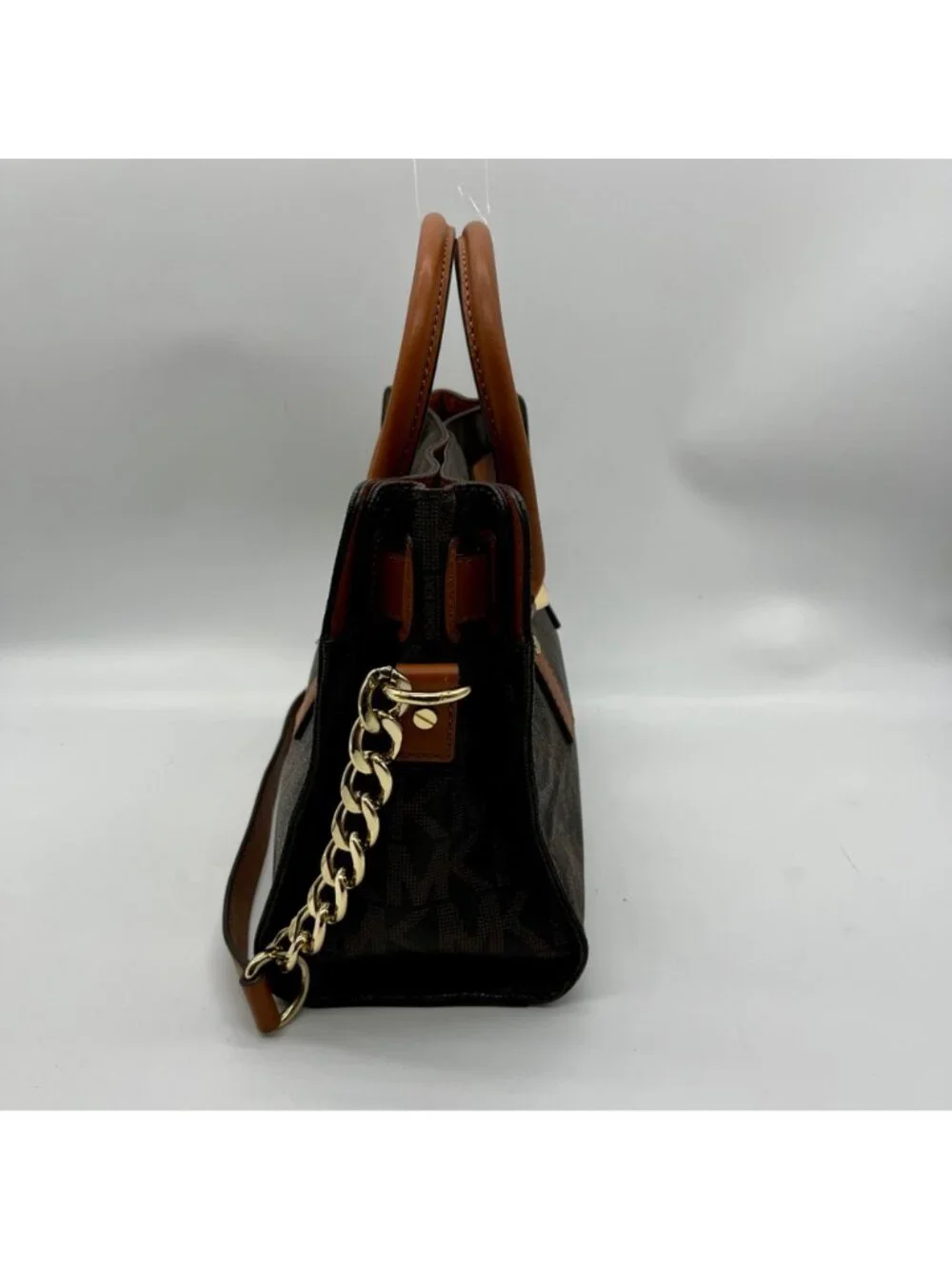 Michael Kors Brown Signature Coated Canvas Hamilton East West Satchel Bag